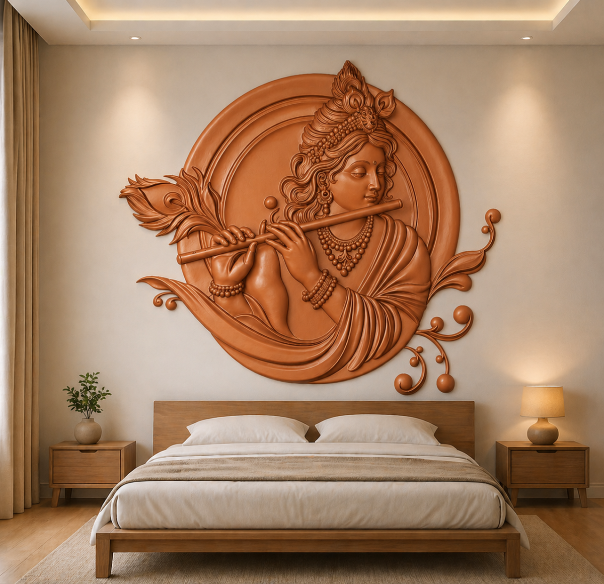Premium 3D Lord Krishna Bas-Relief Wall Panel 2 - Image 2