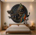Premium 3D Lord Krishna Bas-Relief Wall Panel STL File for CNC Router
