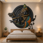 Premium 3D Lord Krishna Bas-Relief Wall Panel STL File for CNC Router