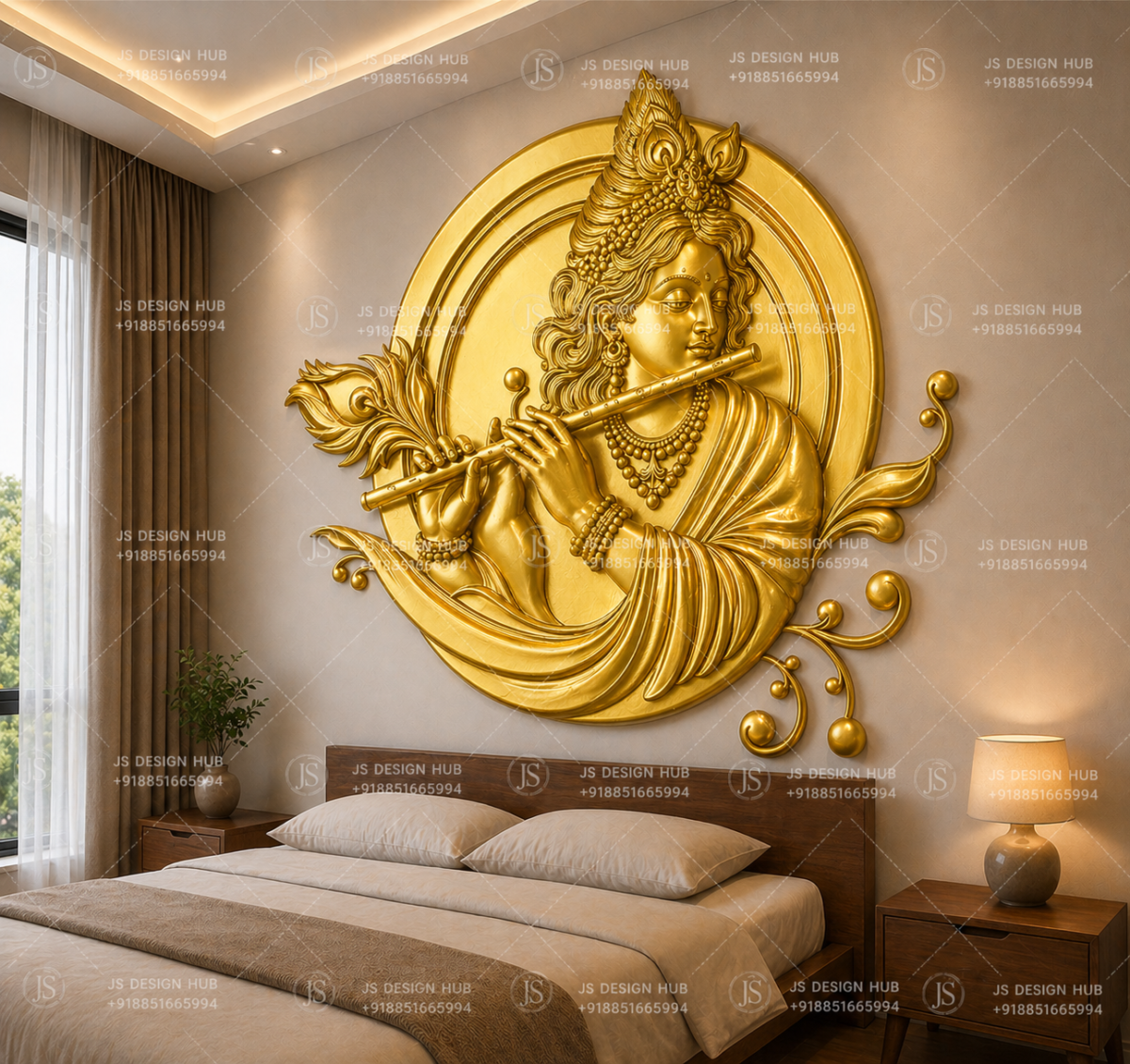 Premium 3D Lord Krishna Bas-Relief Wall Panel 2 - Image 4