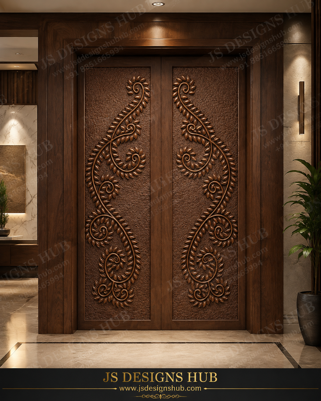 Elegant Floral Vine CNC Door Panel Design Elegant Floral Vine CNC Door Panel Design | Premium Decorative Relief for ArtCAM, Aspire & CNC Routers - Image 1